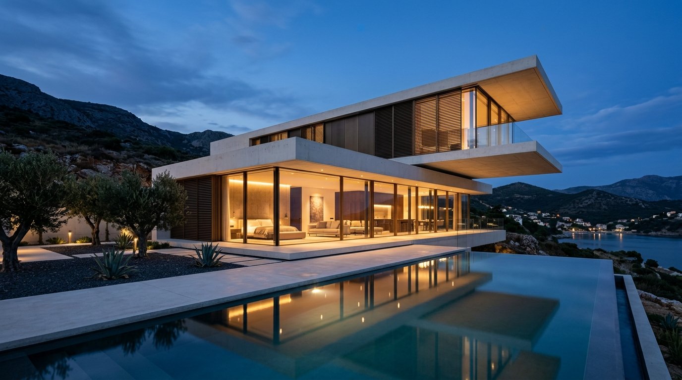 AK² Architectural Masterpiece Villa at Twilight